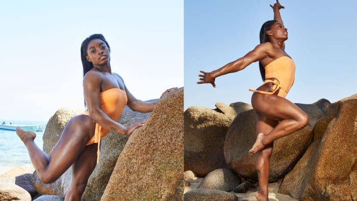 Simone Biles wearing Myra Swim in SI Swimsuit 2019